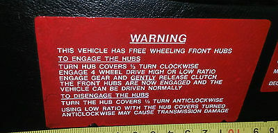 FWH Fairey Free Wheel Hubs Info Dash Bulkhead Decal Land Rover Series 1 2 2a 3