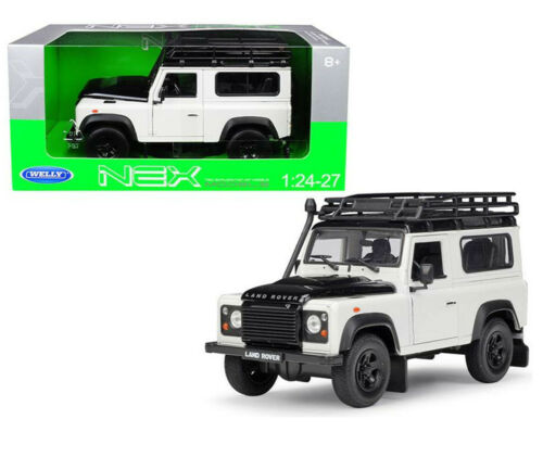 Land Rover Defender White TD5/TDCI 90 With Snorkel & Roof Rack Welly 1:24