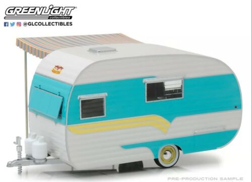 Catolac Deville Caravan 1958 Blue With Awning Greenlight 1:24 