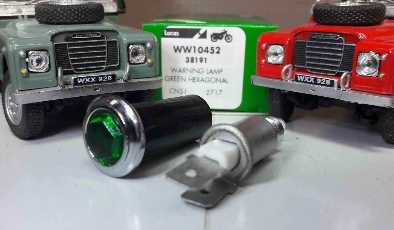 Lucas OEM grüne LED-beleuchtete Warnleuchte, Chrom, Morgan Plus 4 4/4 Motorrad