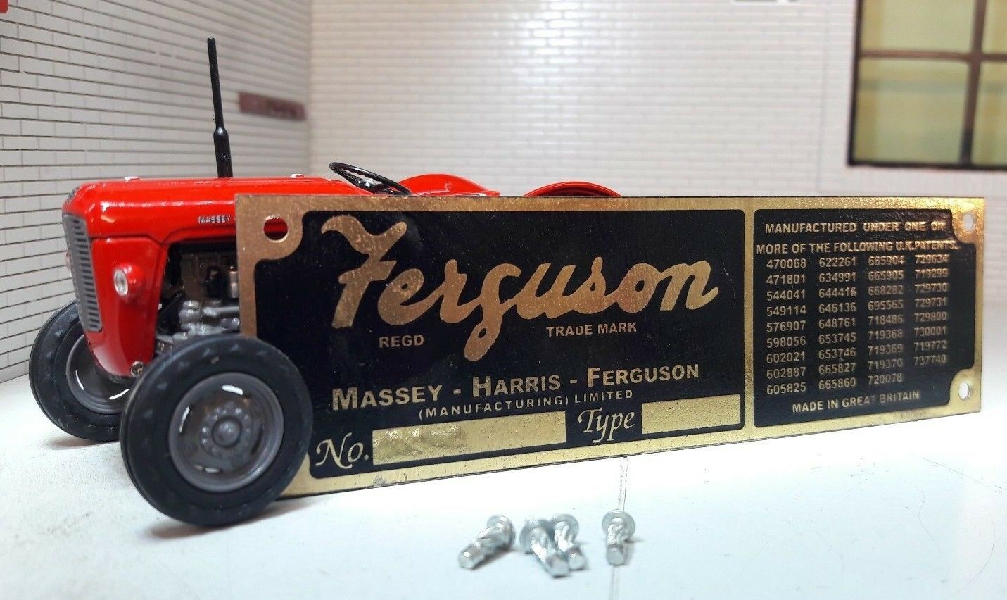 Vintage Style Commission Plate – Fits Massey Ferguson Tractors – 11 Patents