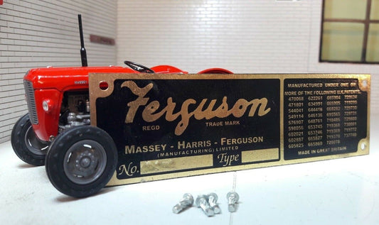 Plaque de châssis et rivets en laiton pour tracteur Massey Ferguson (35 numéros de brevet)