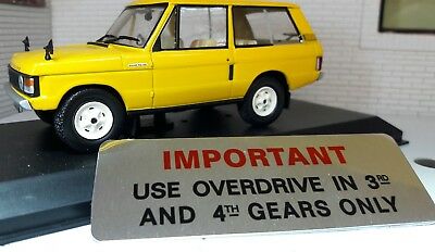 Overdrive Information Avertissement Plaque de cloison Land Rover Série 1 2 2a 3