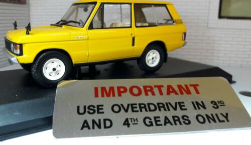 Dash Panel Overdrive Information Warning Plaque Plate Range Rover Classic