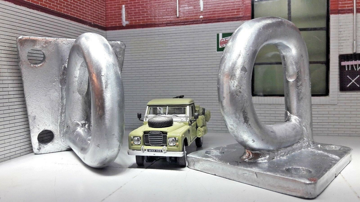 2x Galvanised Military Bumper Tow Lifting Eyes Land Rover Series 1 2 2a 3 90/110
