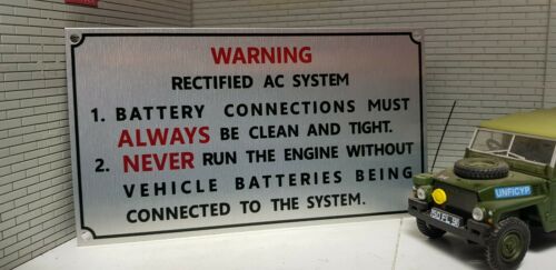 Land Rover Series Defender Bulkhead AC Warning Seatbox Information Plate/Plaque