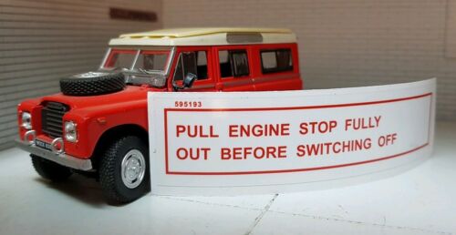 Land Rover Diesel Engine Pull Stop Warning Decal Series 2 2a 3 Windscr ...