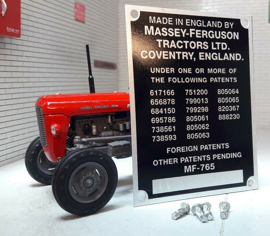 Plaque de châssis et rivets pour tracteur Massey Ferguson MF65 1958-63