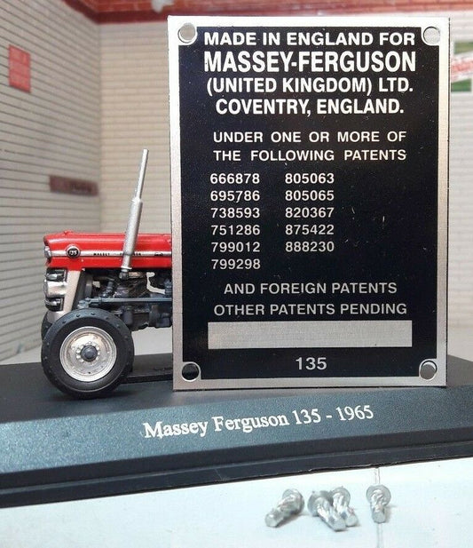Plaque de châssis et rivets pour tracteur Massey Ferguson MF135 1964-75
