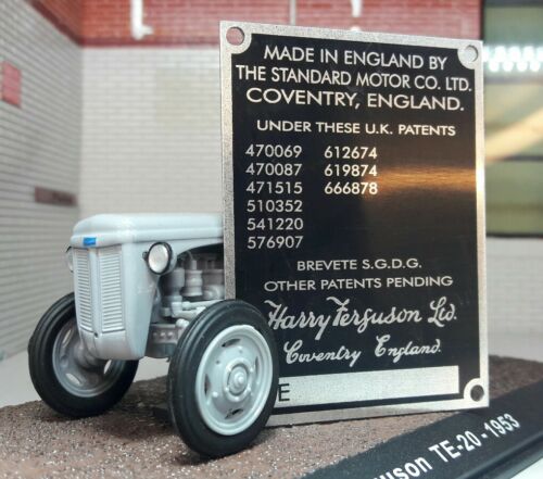 Standard Massey Harris Ferguson TE20 TEA20 TED20 TEF20 Tractor Commission Plate
