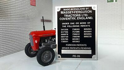 Massey Ferguson Standard FE35 35 35X Traktor-Kommissionsschild 16 Patent 1958-64