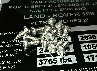 Stainless Screw Set for information Plates Land Rover Series 1 2 2a 3