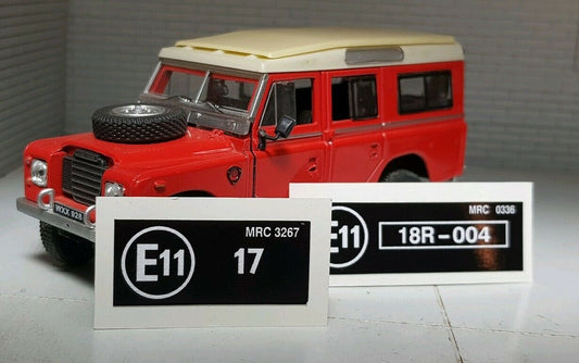 Land Rover Late Series 3 Bulkhead Label Decals E11 MRC3267 & MRC0336