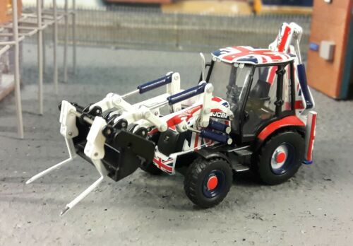 JCB 3CX Excavatrice Union Jack 1:76 OO/00 Oxford Hornby Bachmann