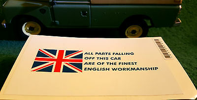 TVR Vixen Tasmin Cerbera British Parts Workmanship Comedy Humour Sticker Decal