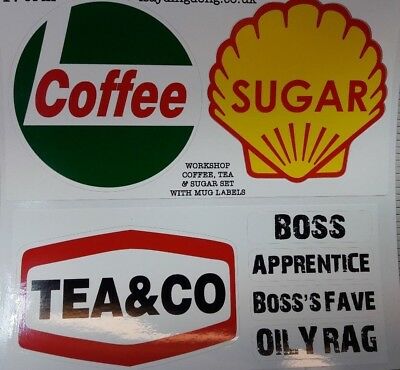 Novelty Coffee Tea Container Labels Decal Set