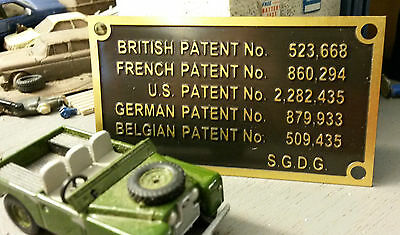 Land Rover Series 1 2 Engine Rocker Cover Brass Patent Information Plate Plaque