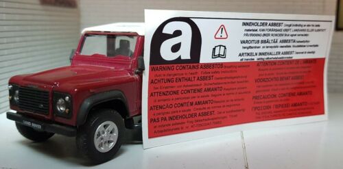 Land Rover Discovery Defender 90 110 Asbestos Warning Decal Label Badge BTR389