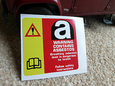 Land Rover Defender 90 110 Asbest-Warnaufkleber-Etikett