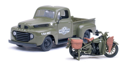 Ford F1 1948 & Harley Davidson WLA Set US Army Maisto 1:24