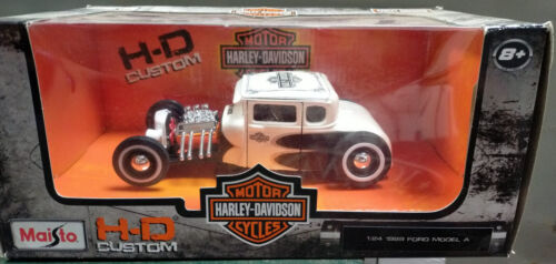 Harley Davidson 1:24 Ford Model A 1929 Hot Rod Druckgussmodell IMPERFECT BOX