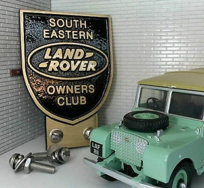 Land Rover South Eastern Owners Club Cast Brass Grill Bumper Badge Stainless Fit
