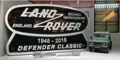 Land Rover Defender Classic Cast Station Wagon Badge Solihull STC3437