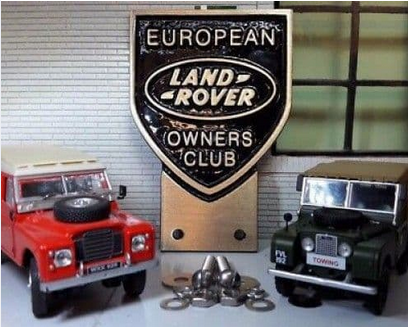 Badge de pare-chocs en alliage moulé Land Rover European Owners Club, qualité et fixations