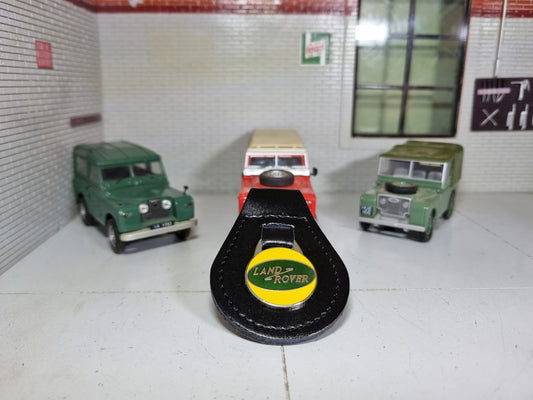 Land Rover Quality Enamel Yellow/Green Leather Key Ring